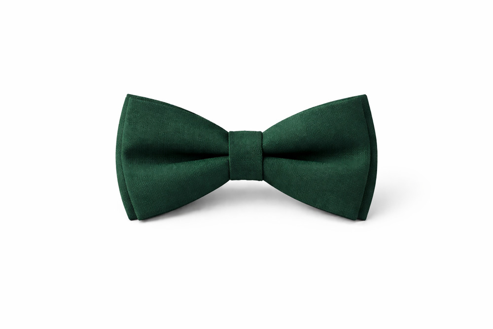 Classic Dark Green Bow Tie | Minimalist Smooth Fabric Bowtie
